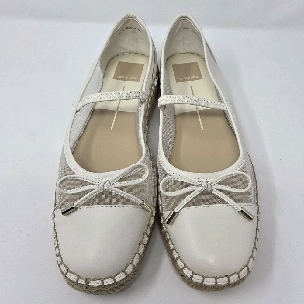 Dolce Vita White Espadrille Ballet Flats with Bow